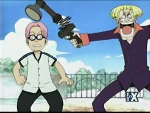 Look out! He's gonna kill  that guy with his  spring-loaded showerhead thingy!