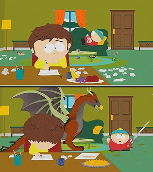 Above: the invention of the wildly popular "Fishsticks" joke. Below: 's memory of the event.