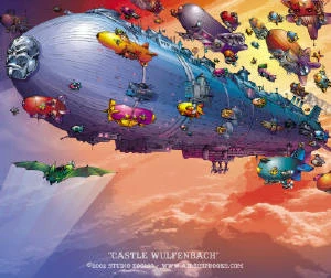 The only way to travel: by blimp castle.