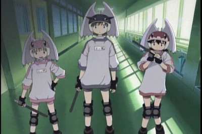 Keeping E.S. #9 safe from : left to right, Kasumi, Kumi and Yuri.