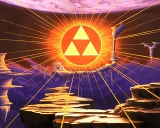 [-In a realm beyond sightThe sky shines gold, not blueThere, the Triforce's mightMakes mortal dreams come true