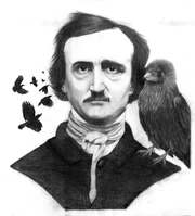The great American Poet and Storyteller Edgar Allan Poe with a notable friend