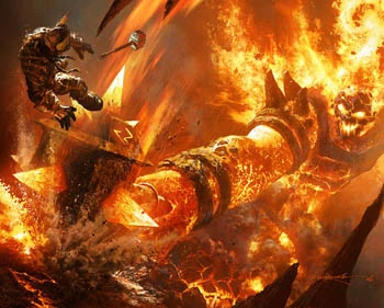 "Check out my giant lava warhammer! Isn't it cool? '"`UNIQ--ref-00000000-QINU`"'