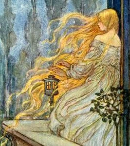 , like most  heroines, is illustrated with Hair of Gold.