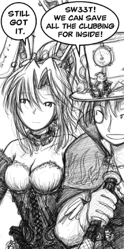 She still has her fame; he still has his desire to hit people with a bat.