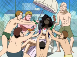 Sayuri doesn't have to show us how it's done. Men will do that for her.