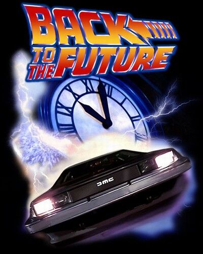 Back to The Future Men's Delorean Cartoon T-Shirt Blue