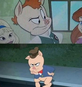 Above: Porky Pig in high school.Below: Porky Pig now.The years haven't been kind.