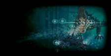 Menu background showing Merman Vs. Sarcosuchus.