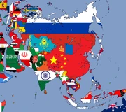 Flag map of Asia.