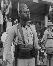 Solder of the "Zouaves Azaniennes" being decorated for serving in the liberation of France
