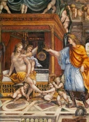 Il Sodoma. Marriage of Alexander and Roxana. detail. Villa Farnesina, Rome. fresco 3