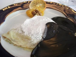 Traditional Gundel pancake at the Gundel Restaurant