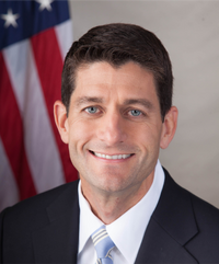 Paul Ryan's official Speaker photo. In the background is the American Flag.