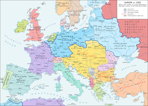 Carte de l'Europe après le traité de Berlin