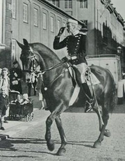 King Christian X riding on his horse in Copenhagen.