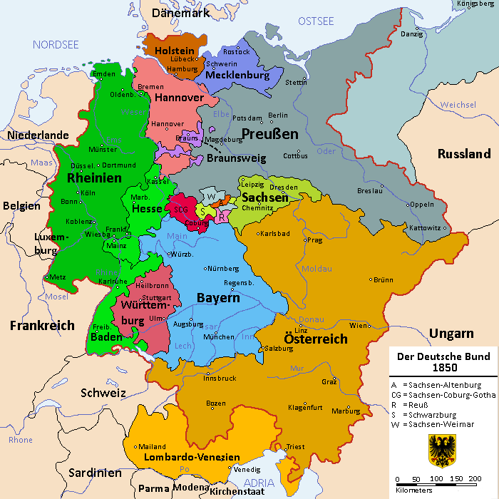 German States Map 1850 - Latest