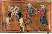 Die Kastellane des Reiches sollen so gut gekämpft haben, dass sie selbst ihre Pferde zum Kampfe anregen konnten (Spottbild aus England)