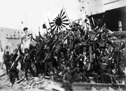 Japanese soldiers celebrate victory at Shanghai 1937