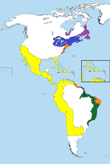 Mapa de América tras la Paz de Londres