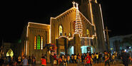 Midnight Mass during Christmas season.