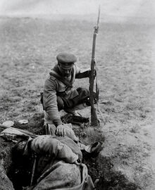Soldier and fallen comrade
