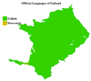 When discounting dialects of Gallish, the country of Galland has two official and recognized languages