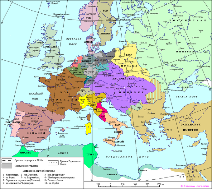 Map of Europe 1810