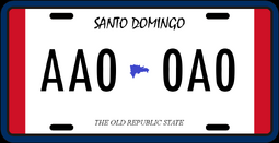 Current license plate of Santo Domingo (since 1987).