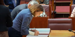 Sarah Hanson-Young signing member's roll 2019