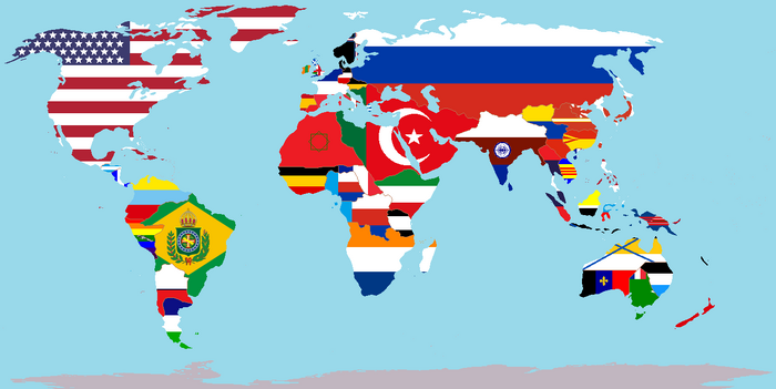 World Political Map with Nations Overlaid on Their Flags (A World of Difference)