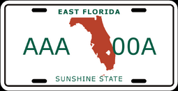 Current license plate of East Florida (since 1991).