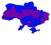 Синим - Арсений Яценюк. Фиолетовым - Петр Порошенко.
