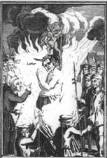 Kupferstich Martin Luther 1521 auf dem Scheiterhaufen