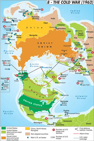 1962 map of US military bases around the world during the height of the Cold War. While obviously outdated for 1983, this is the closest map ever made from existing records and hence, would be accepted by historians and the WRCB.