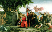Christopher Columbus landing in San Salvador painting