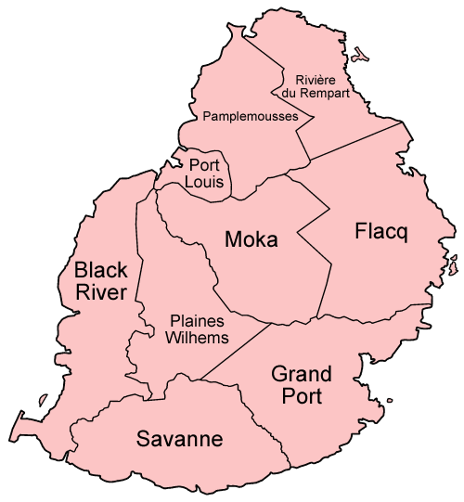 Mauritius districts named