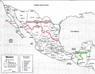 Early map of Mexico showing all the northern states as a League of Nations zone