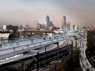 SkyCycle is a transport infrastructure in London of a 219-kilometer (136 mile) network of elevated cycle paths above train tracks.