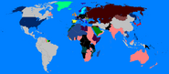 1950, Saudi Arabia joins the Central Powers and invades British occupied Egypt. Bulgaria begins liberation of Turkey and driving out the Romanians. Greece and Germany are advancing into Yugoslavia. Germany focus's on the Baltic front. Finland and Sweden are making more advances. U.S. advances into the Soviet Union. Italy surrenders and falls to U.S. occupation.