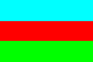 nationalist movement "Pamiat"'s flag proposal for Russia. Blue symbolizes clear sky over the Imperial Russia, red - bloody Bolshevik era and green - future prosperity of Russia under Nationalist regime (line 80 - 90)