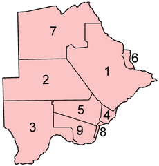 Botswana districts numbered