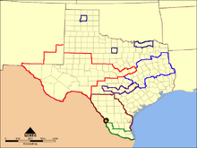 Location of eastern Texas, East Texas