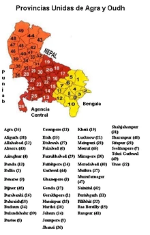 Provincias Unidas de Agra y Oudh mapa