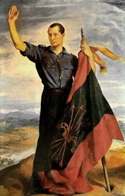 José Antonio Primo de Rivera realiza el saludo nacional