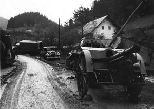 Abandoned Czechoslovak military equipment after the Battle of Donovaly, 4 November 1938.