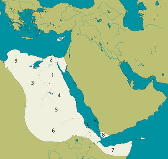 1 Realm of Upper Egypt 2 Realm of Lower Egypt 3 Realm of Desheret 4 Realm of Lower Nubia 5 Kingdom of Upper Nubia 6 Realm of Kush 7 Realm of Punt 8 Realm of Yemen 9 Realm of Cyprus 10 Realm of Libya