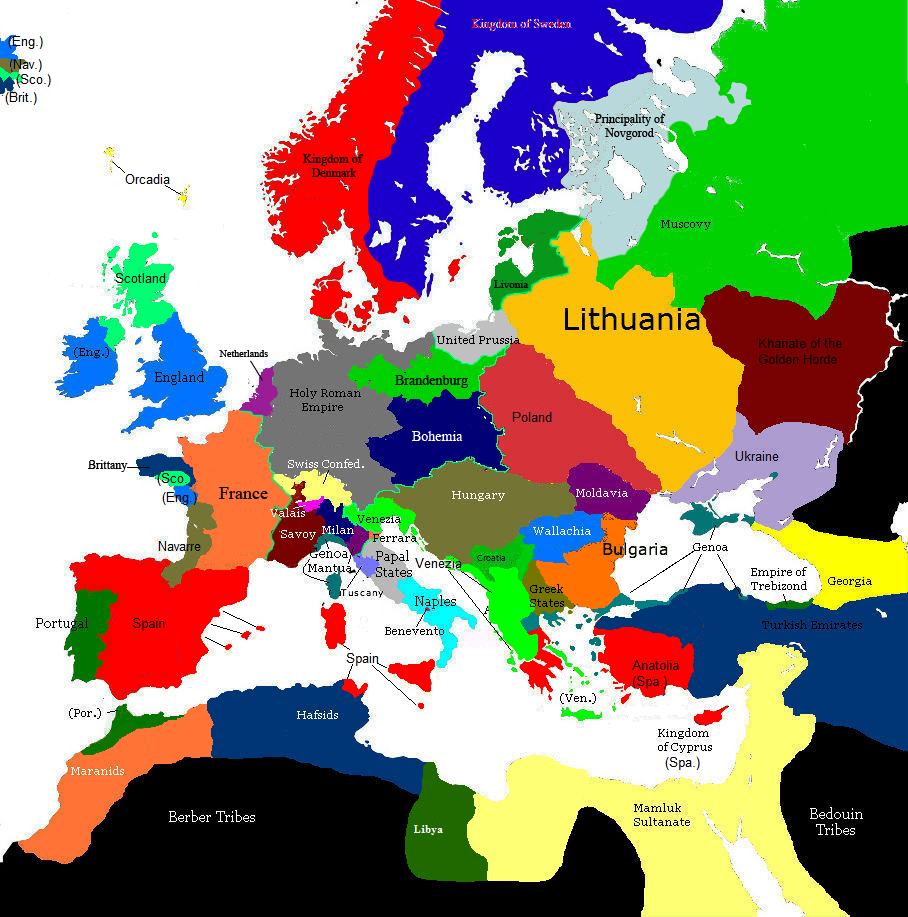 Europe 1430 1430 1460 Map Game Alternative History Fandom