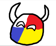 Iberiaball, the personification of Iberia. The Horns represent to the popularity of Bull Running in the country.