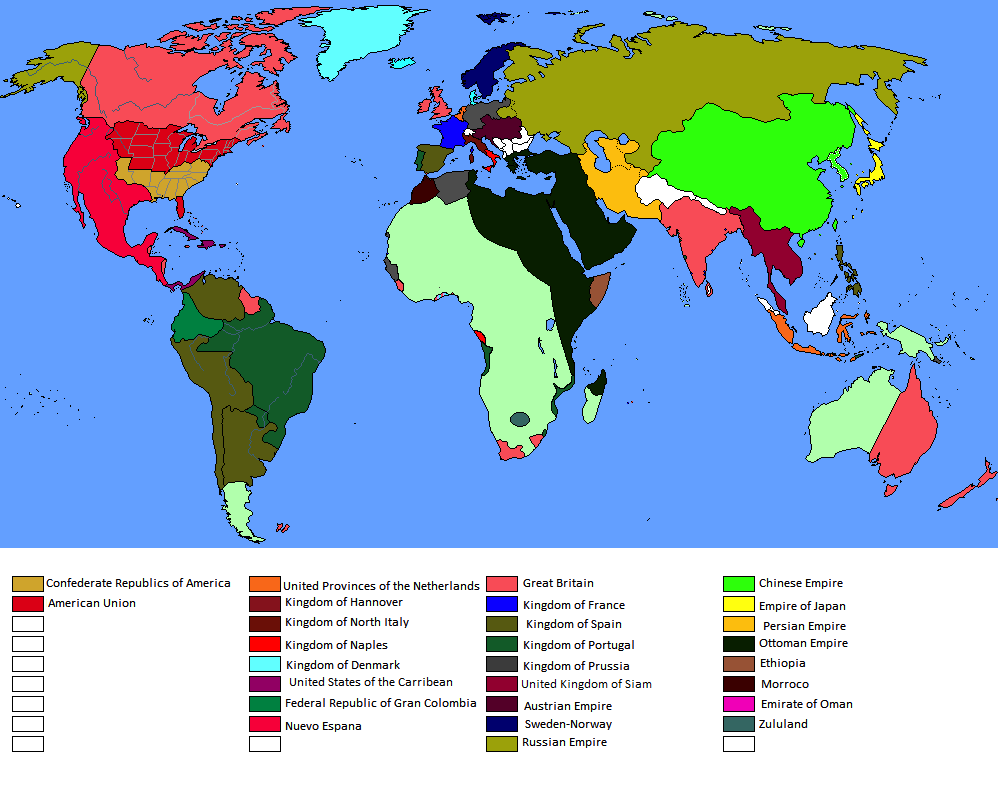 Map of the Spanish empire at its greatest extend in 1790 Stock